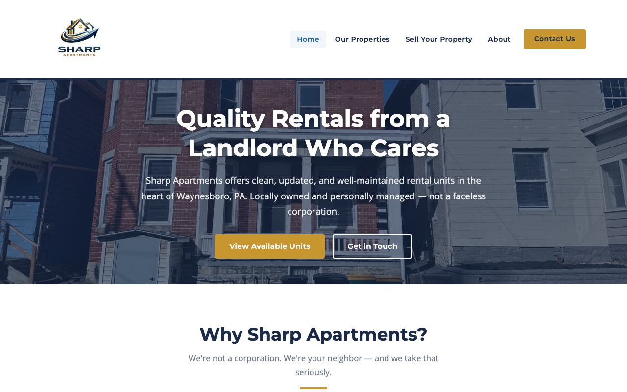 Sharp Apartments website screenshot